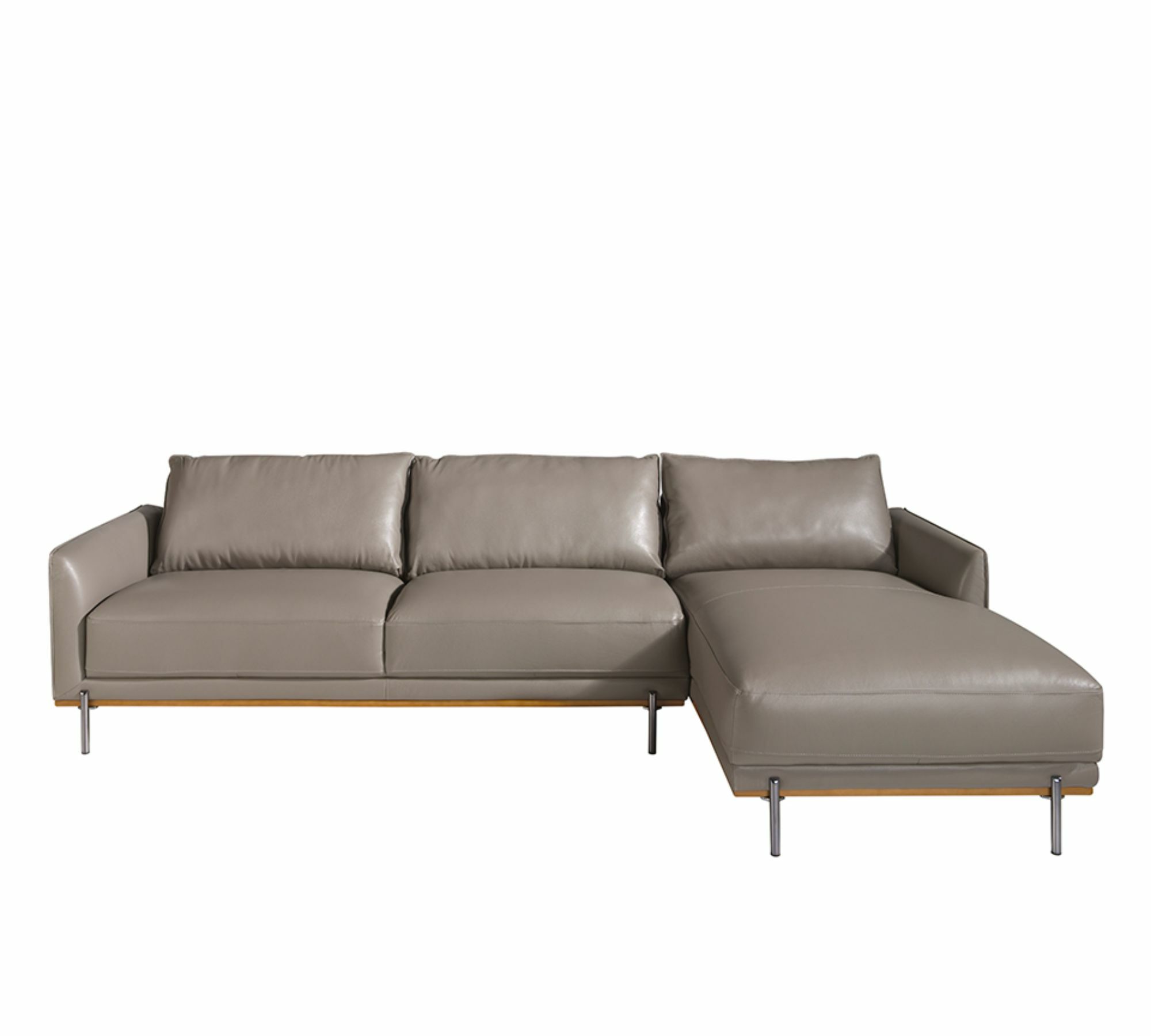 Sofa Récamiere Rechts Leder Grau  1