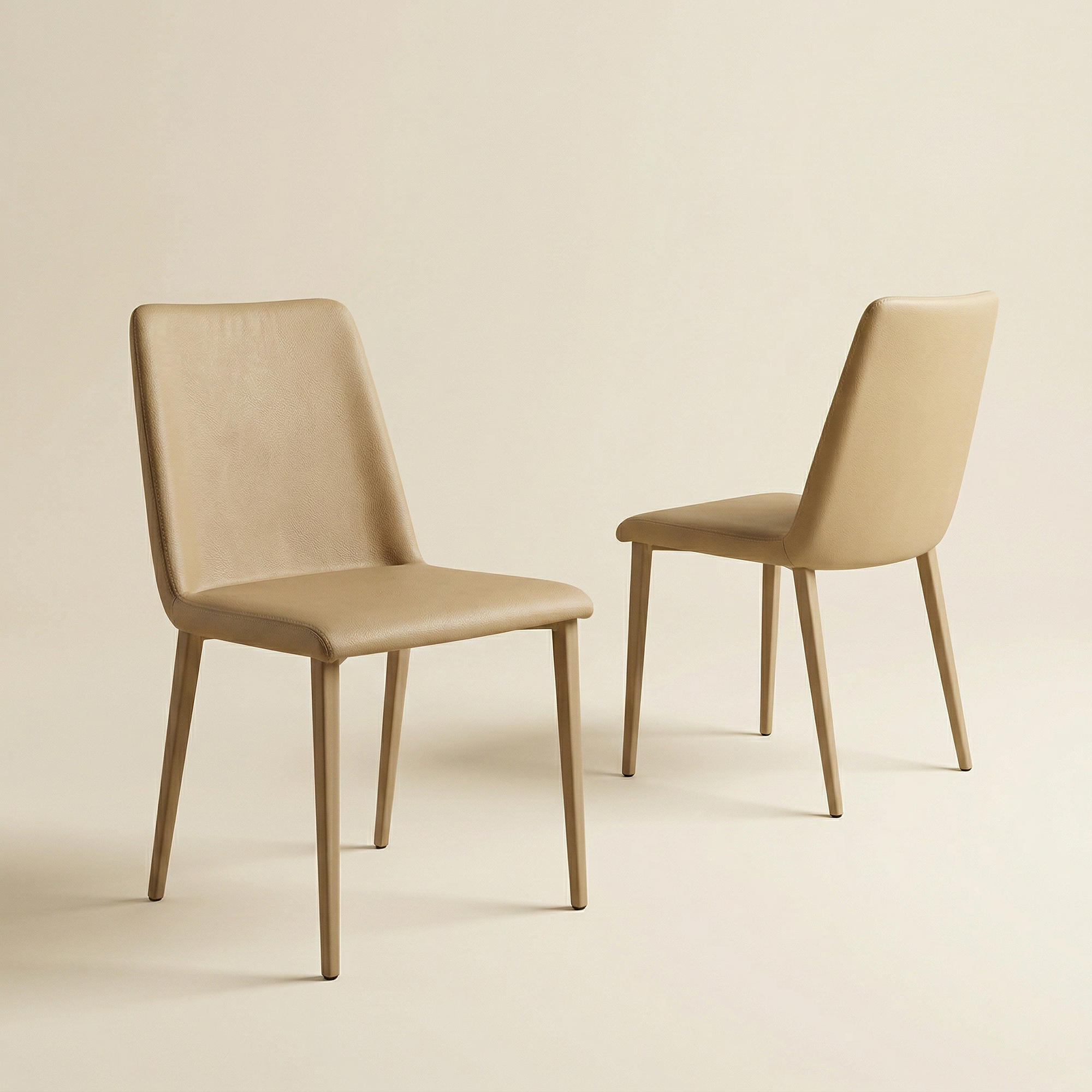 2x Desiree Chair Metal Faux Leather Beige 2