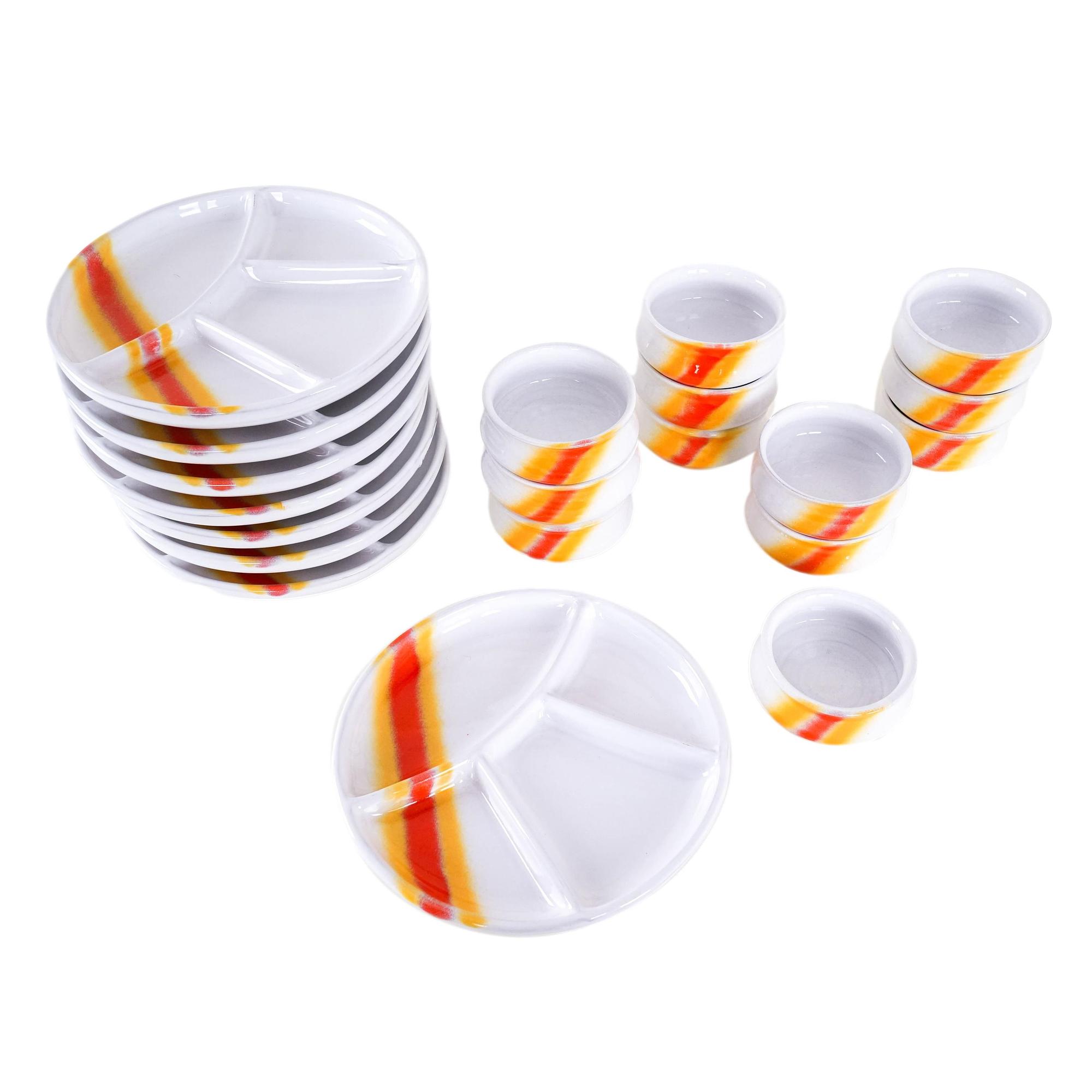 Servier-Set Weiß Orange 19 70er Jahre 0