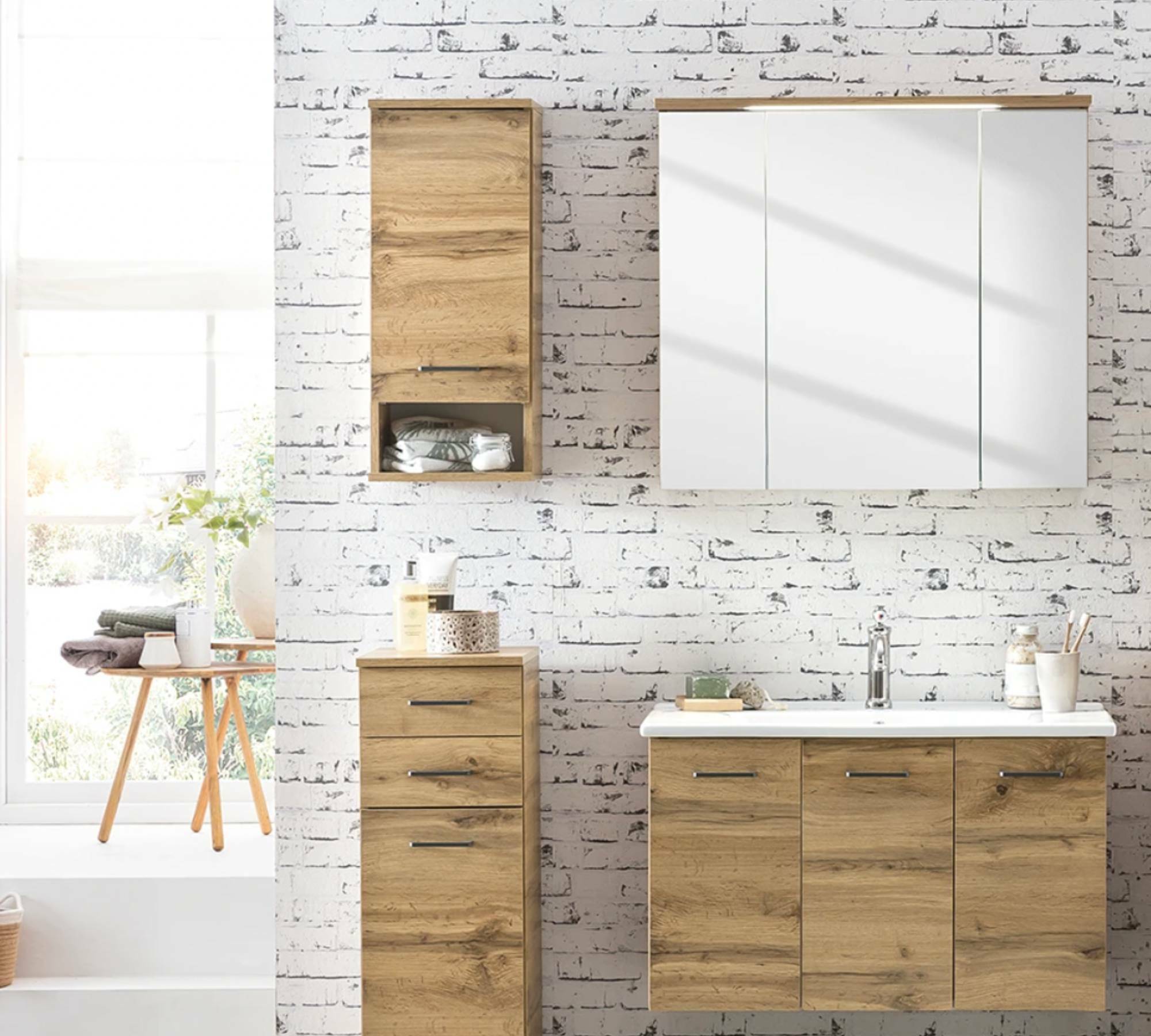 Wall Cabinet Oak Country House Decor Brown 3