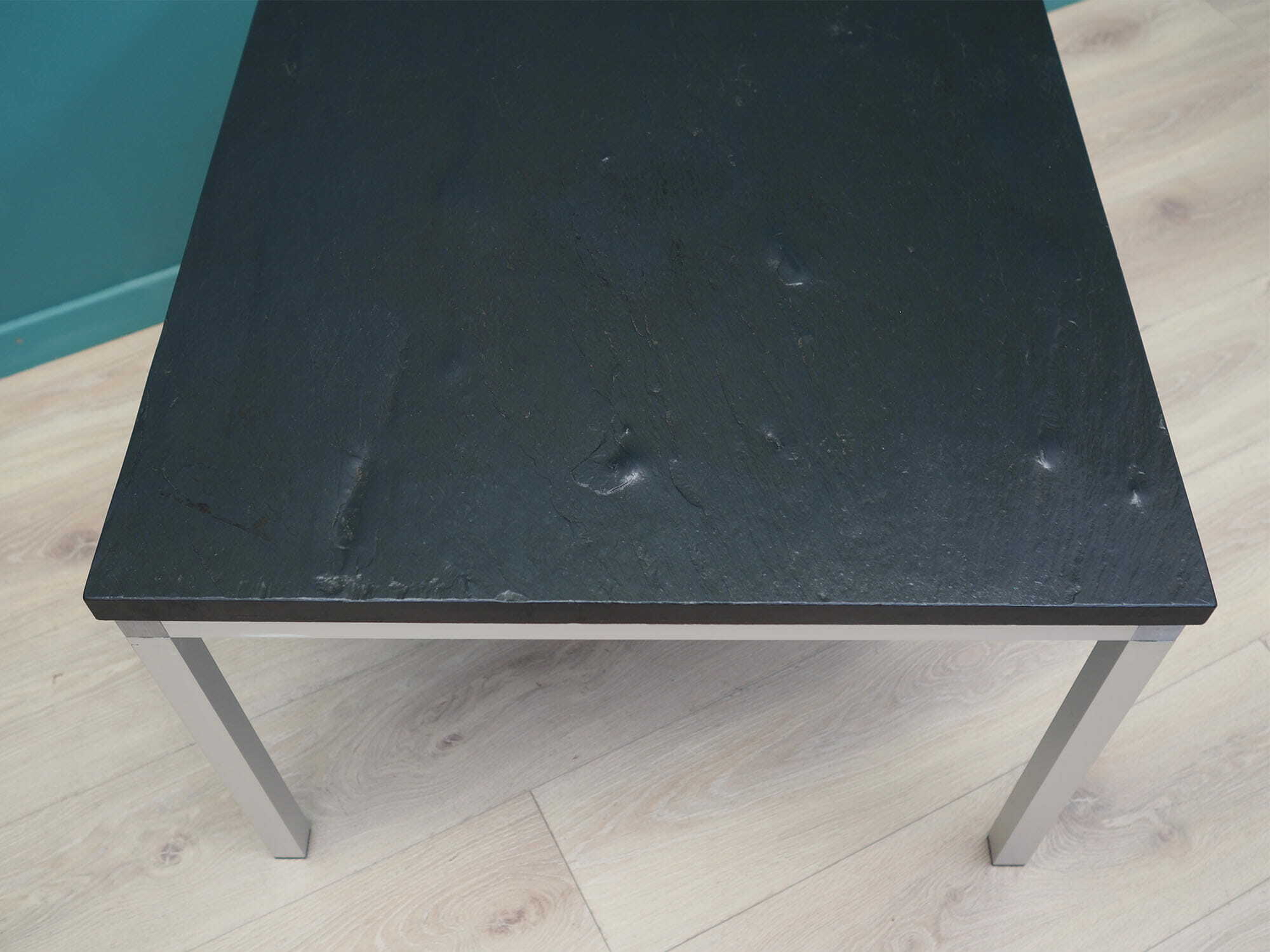 Vintage Side Table Slate Metal Black 1970s 6