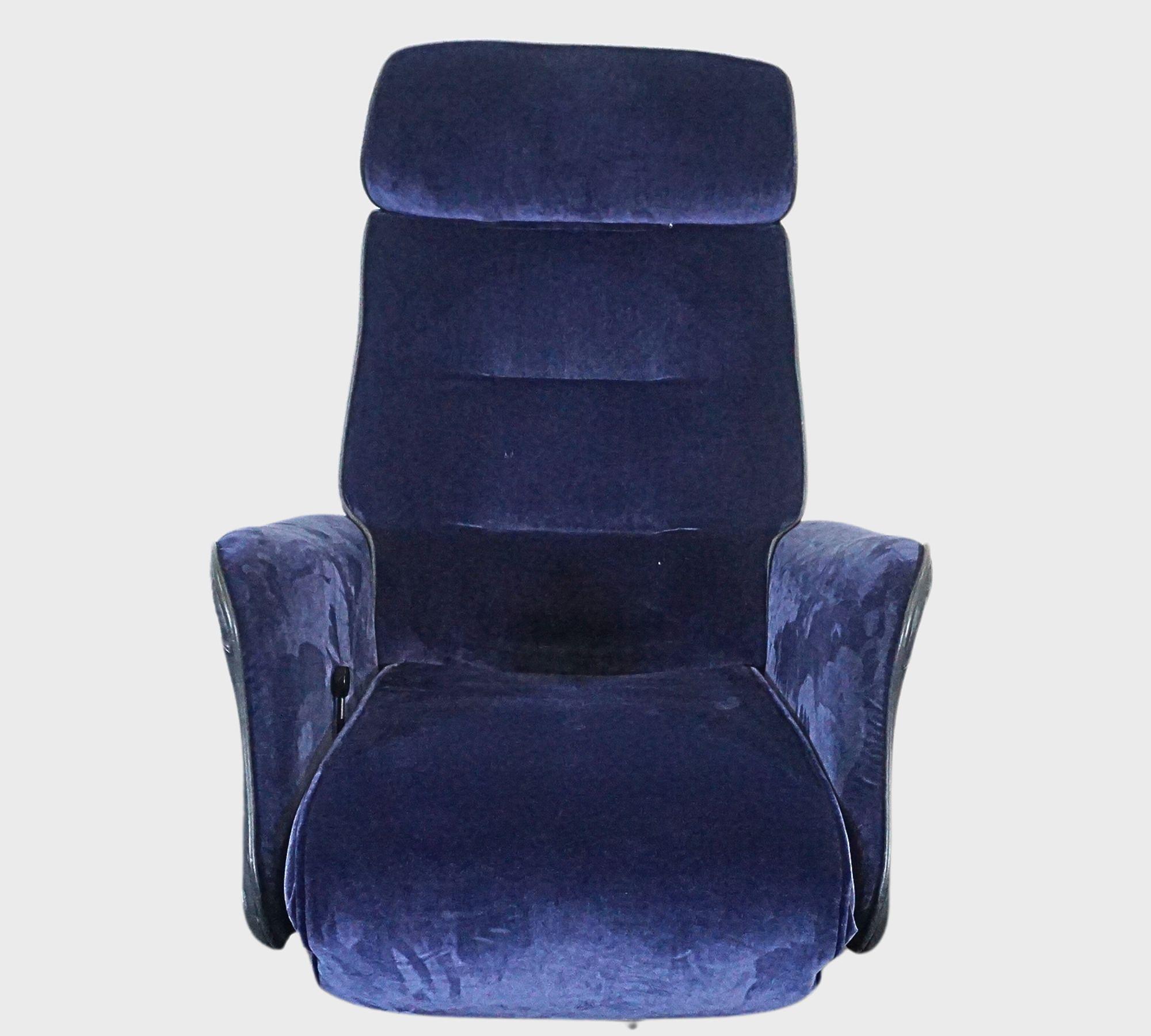 Fåret Sessel Samt Anilinleder Solemio Blau 4