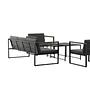 Dakar Sofa Set Steel Textile Grey Black 8