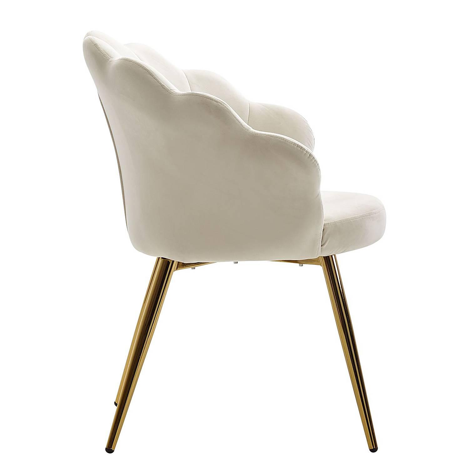 Esszimmerstuhl Pesawa Samt Eisen Wollweiß 2