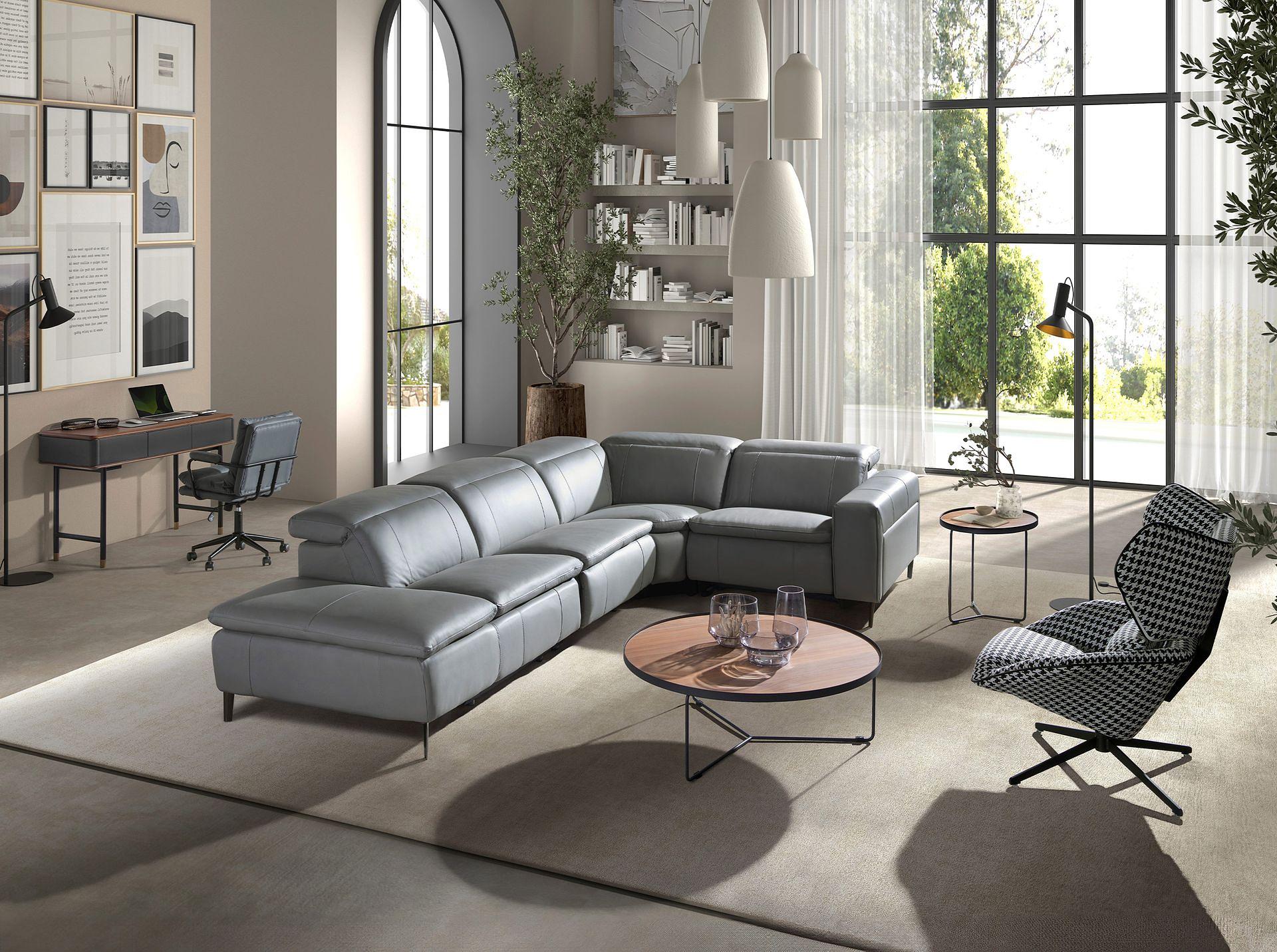 Sofa Récamiere Links Leder Grau 3