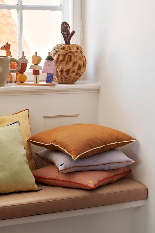 Contrast Linen Kissen Leinen Federfüllung Lila 3