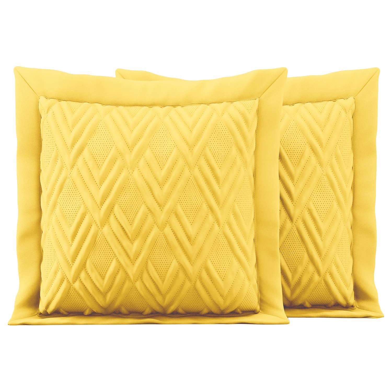 2x Helia Pillowcase Polyester Yellow 45 x 45 cm 0