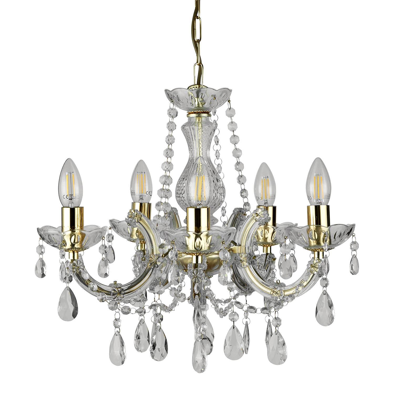 Kronleuchter Marie Therese V 5-Flammig Kristallglas Stahl 3