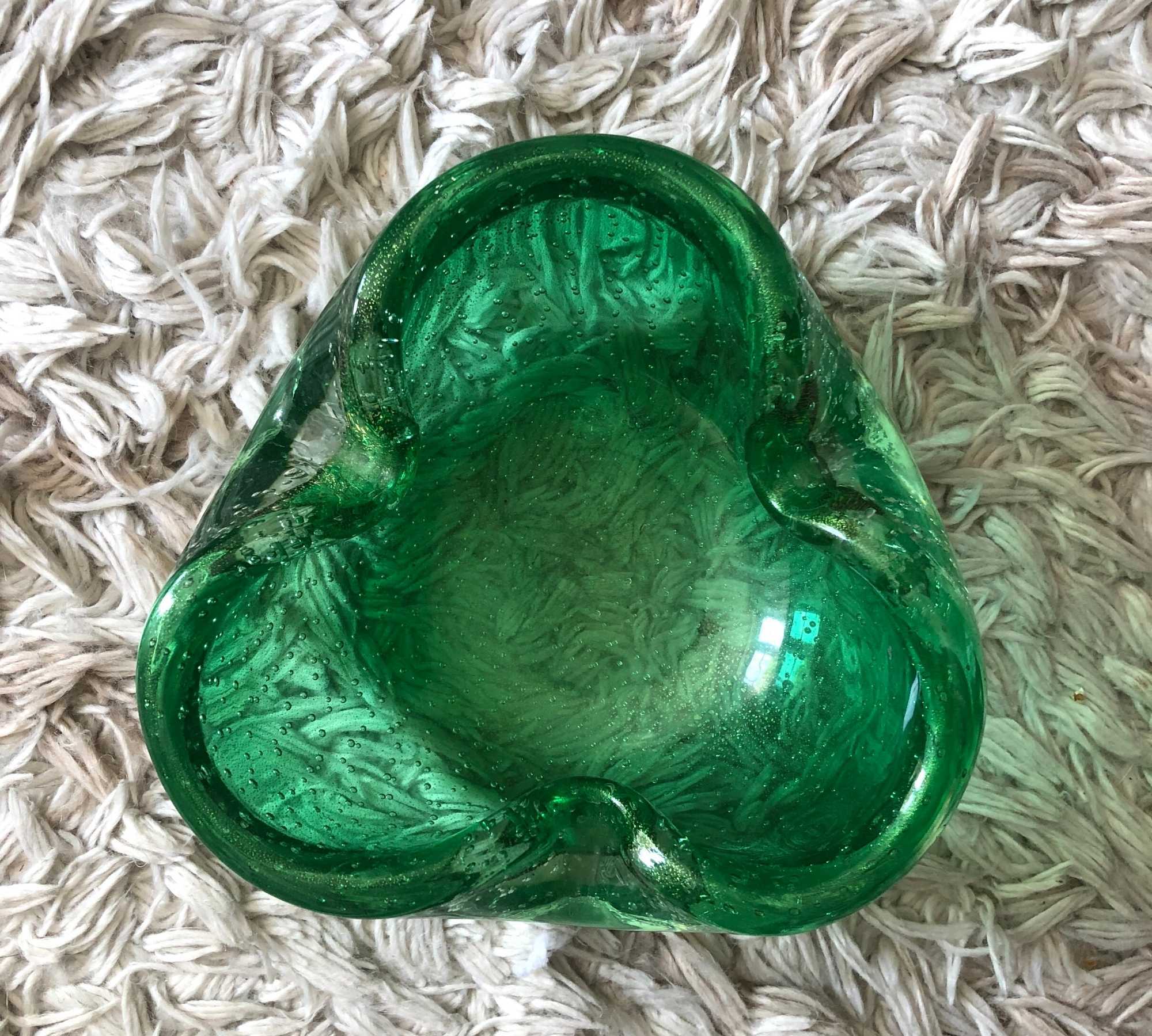 Freiform Glasschale aus Muranoglas Grün  1