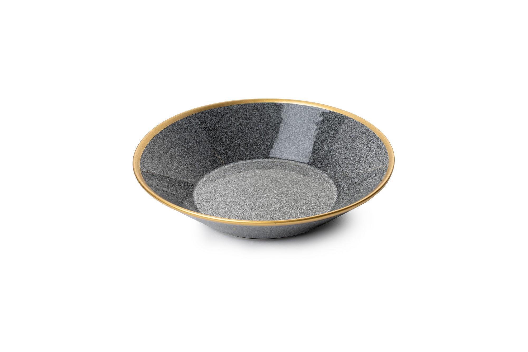 Geschirrset 16-tlg. Porzellan Schwarz Gold 4 Personen 4