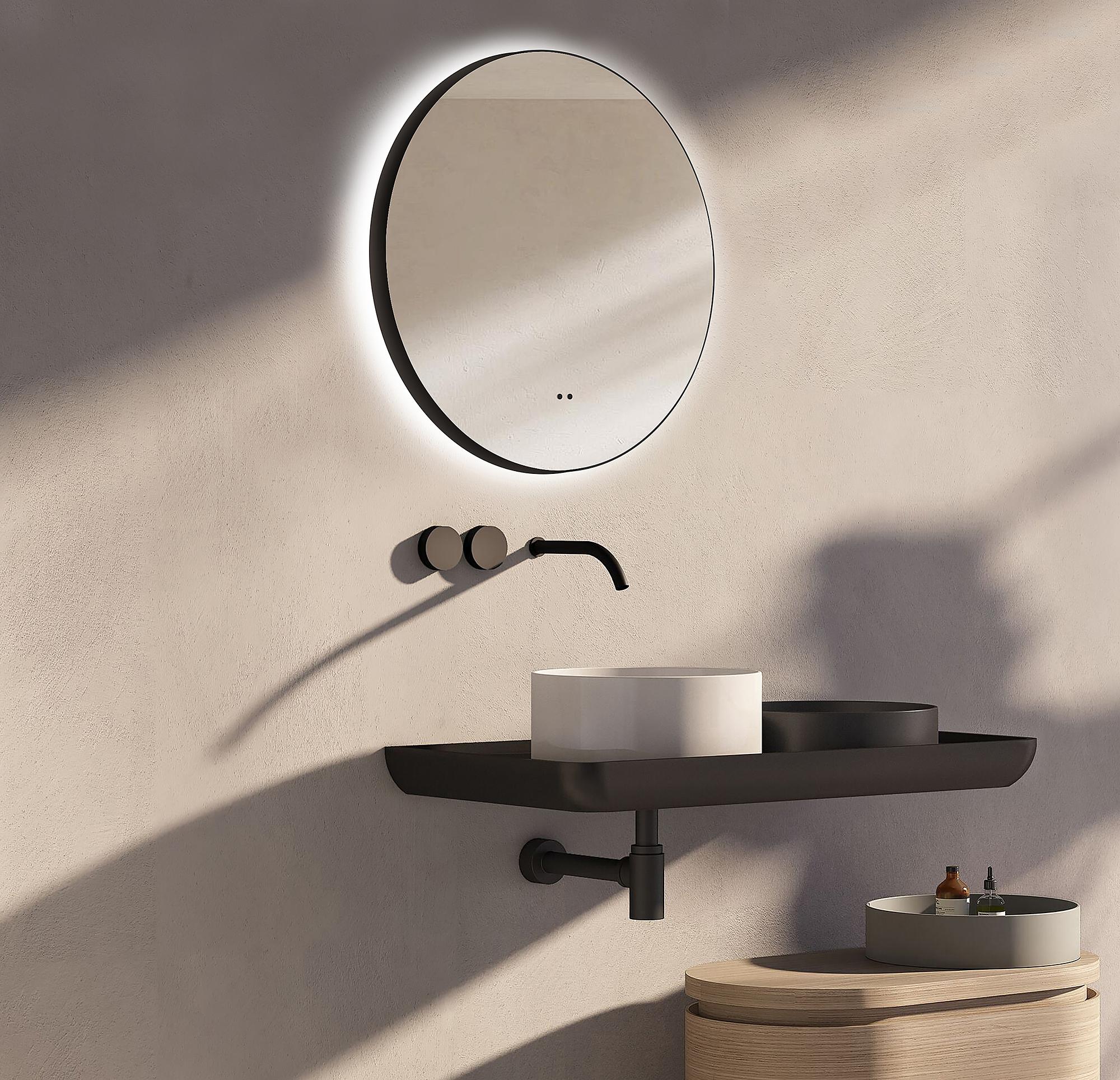 Talos Illuminated Mirror round Black Ø 50 cm 3