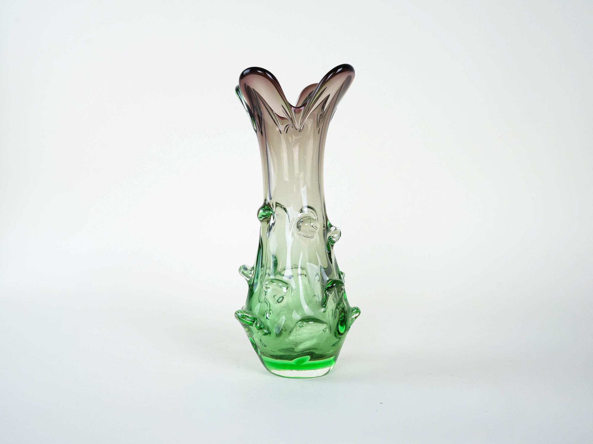 Vase Muranoglas Grün 1960er Jahre 2