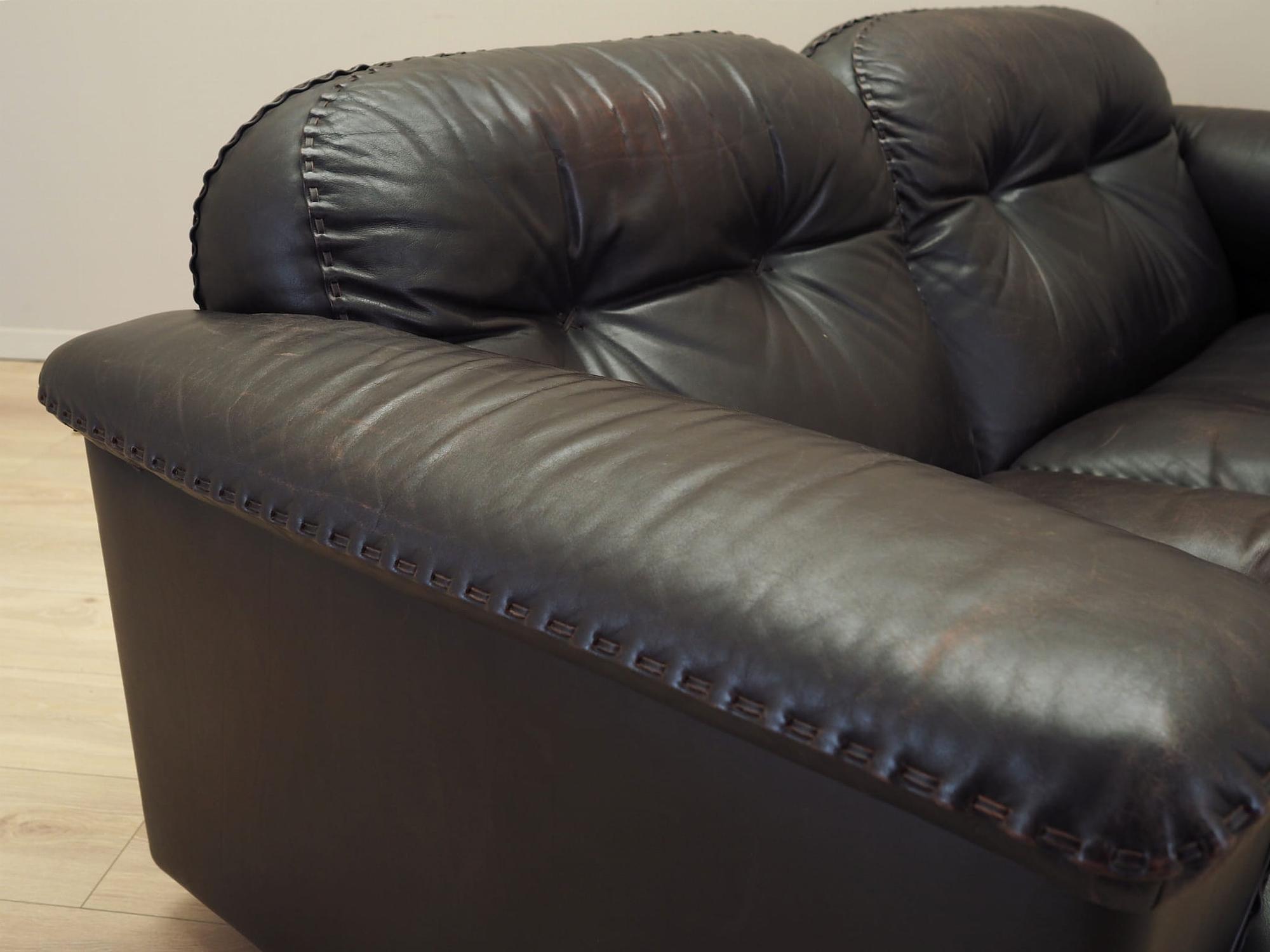 2-Sitzer Sofa Leder Dunkelbraun 1970er Jahre 7
