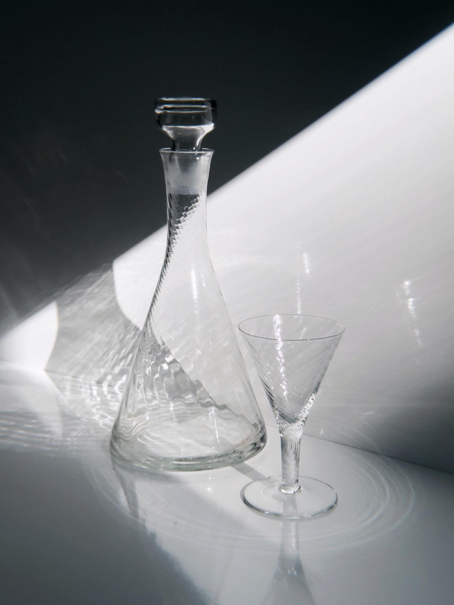 Set di decanter in cristallo trasparente anni '80 8
