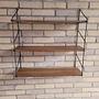 Vintage Wandregal Holz Braun Metall 4