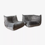 Togo Lounge Set 2 pezzi Velluto Grigio argento 0