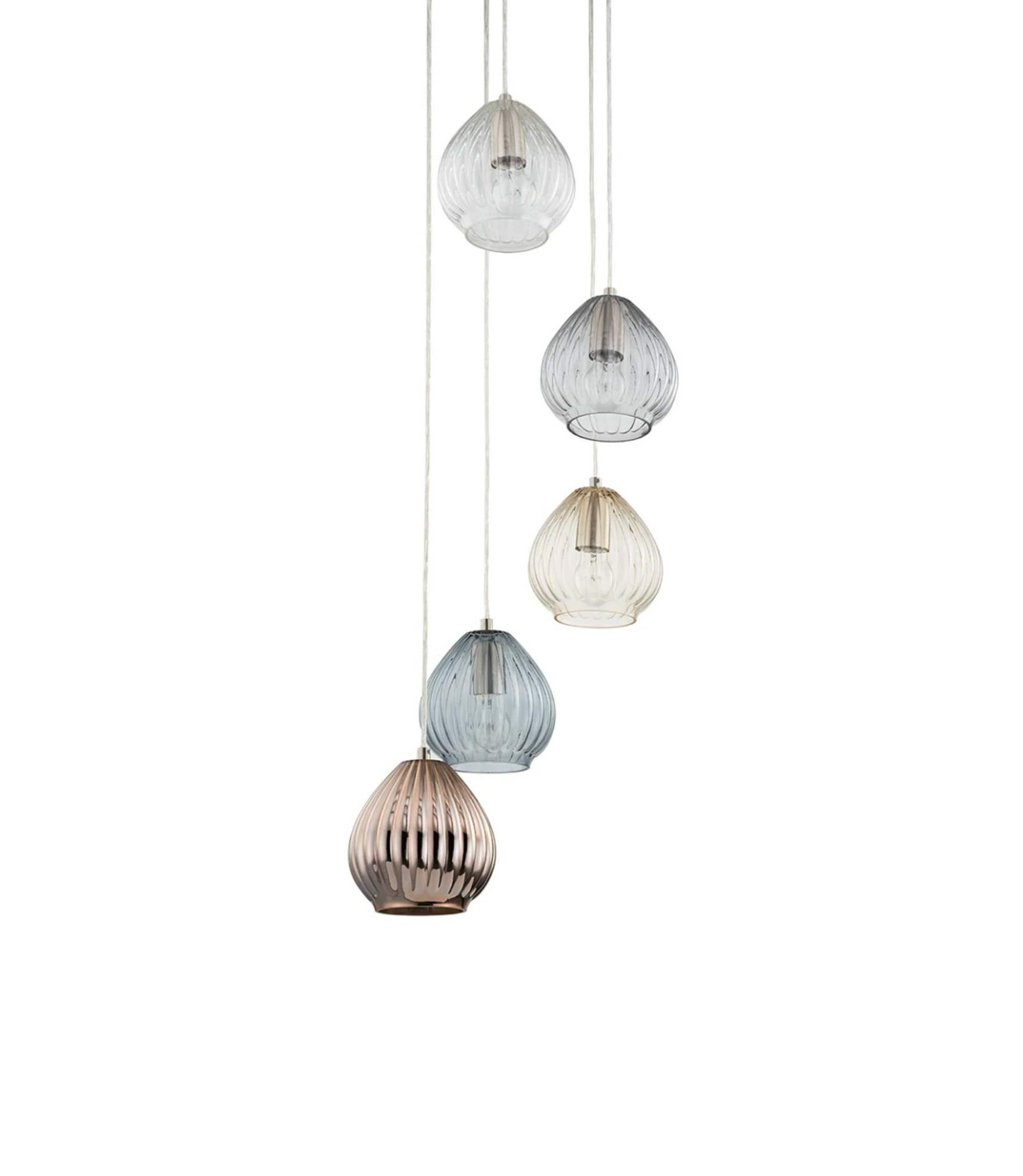 Pendant lamp Caid Iron / Glass 5-light 0