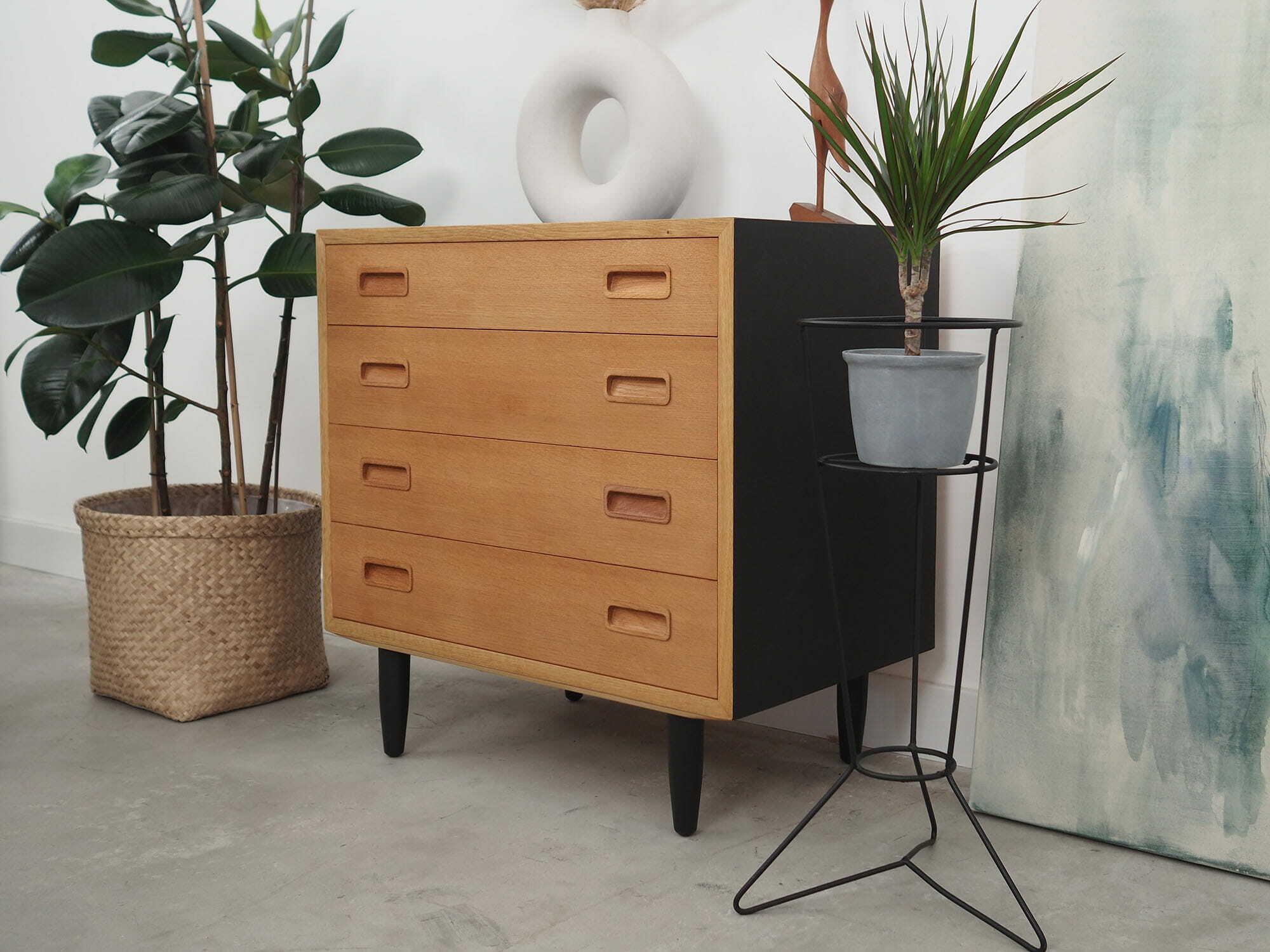 Vintage chest of drawers wood beige 1970s 3