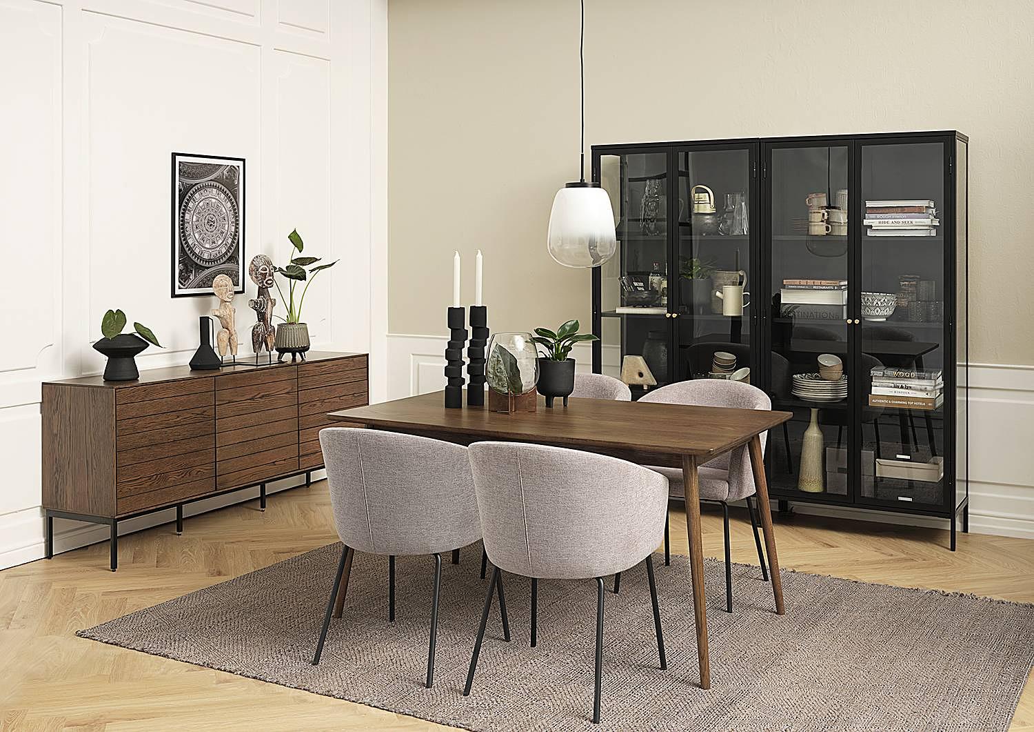 2x Dining chair Chelva blended fabric steel light grey 2