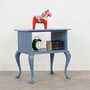 Vintage side table Oak wood Blue 1960s 3