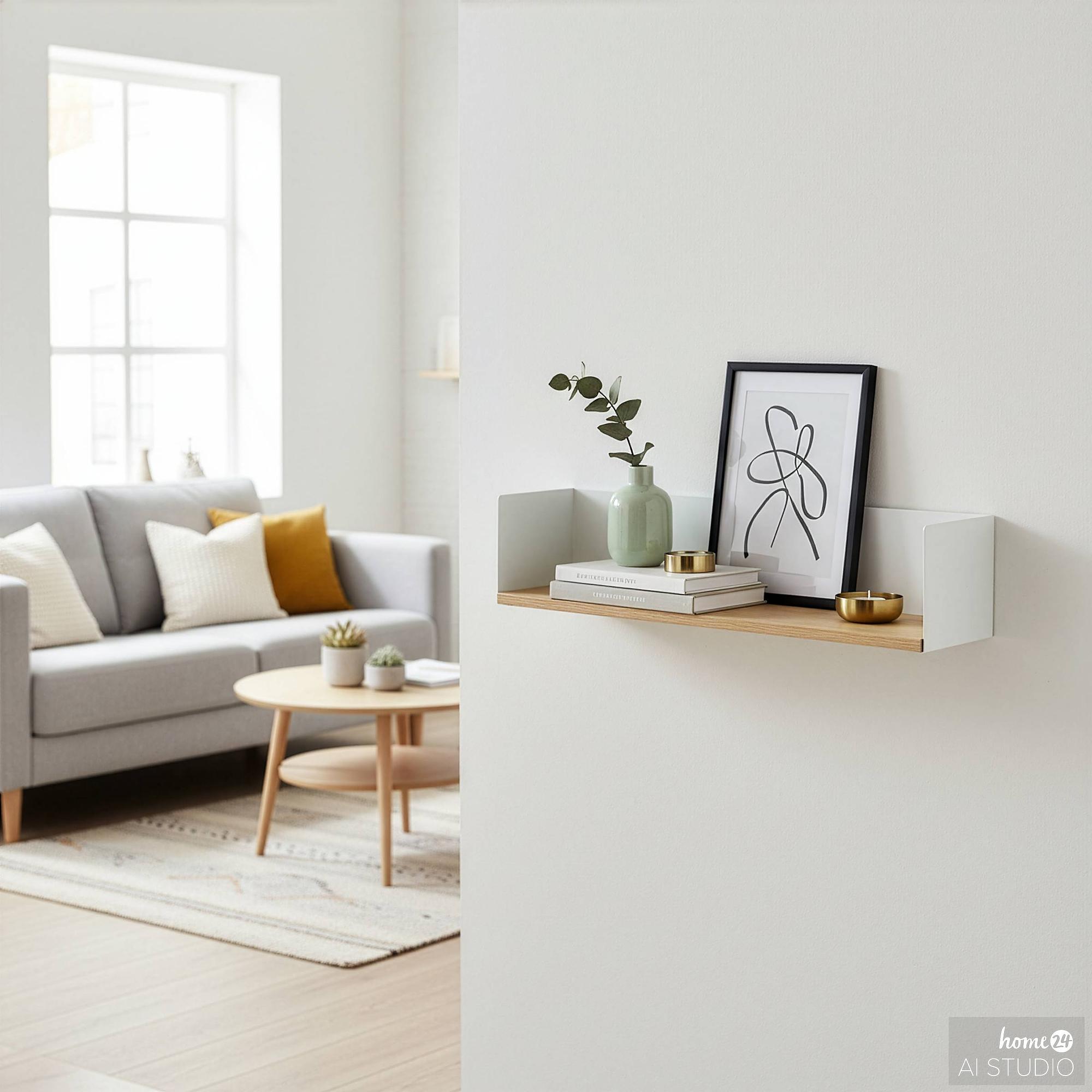 Beikou Wall Shelf Type A Real Wood Veneer Fir White 60x12cm 2