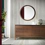 Round Wall Mirror Walnut 2
