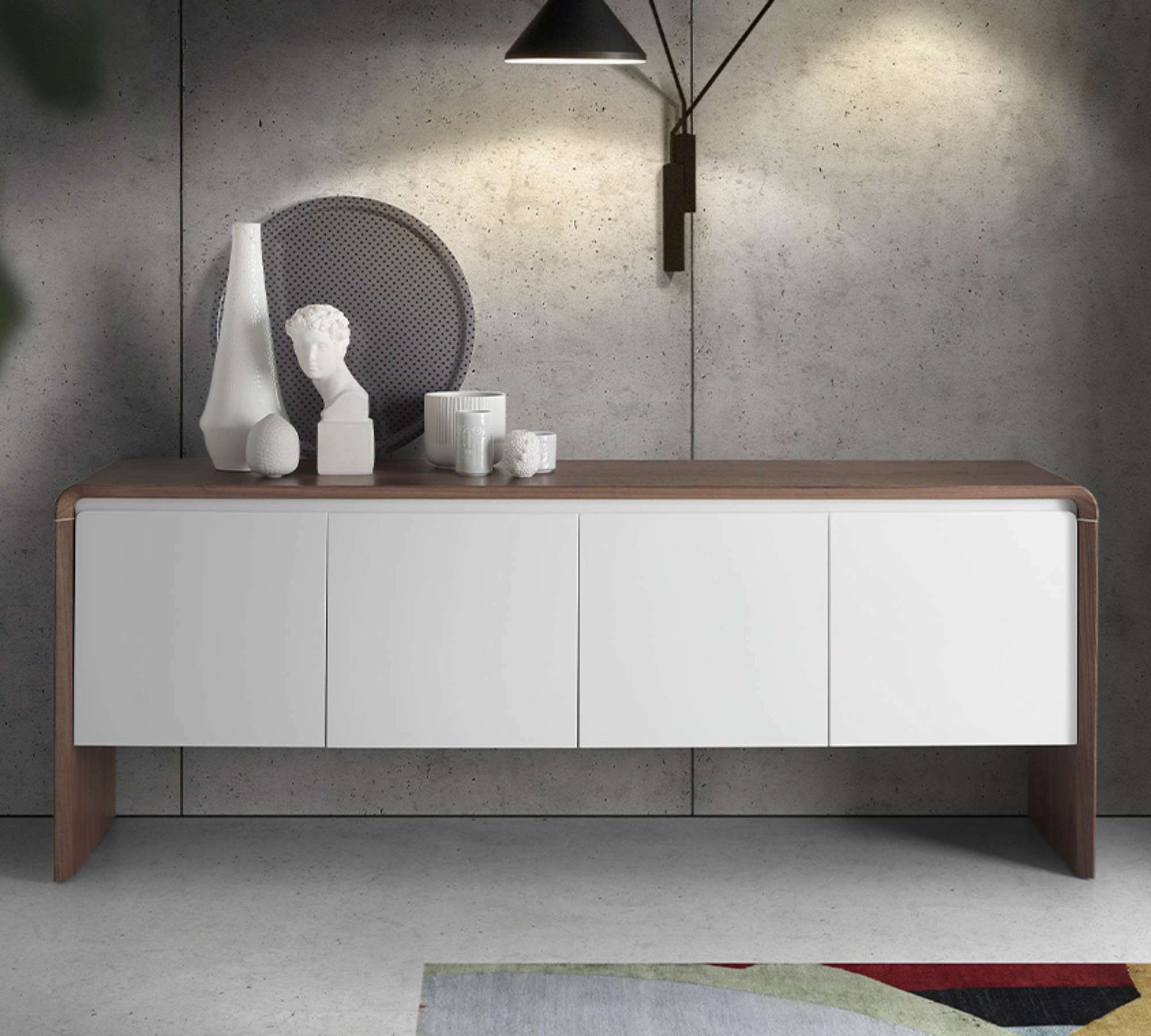 Sideboard Nussbaumholz Weiß 0