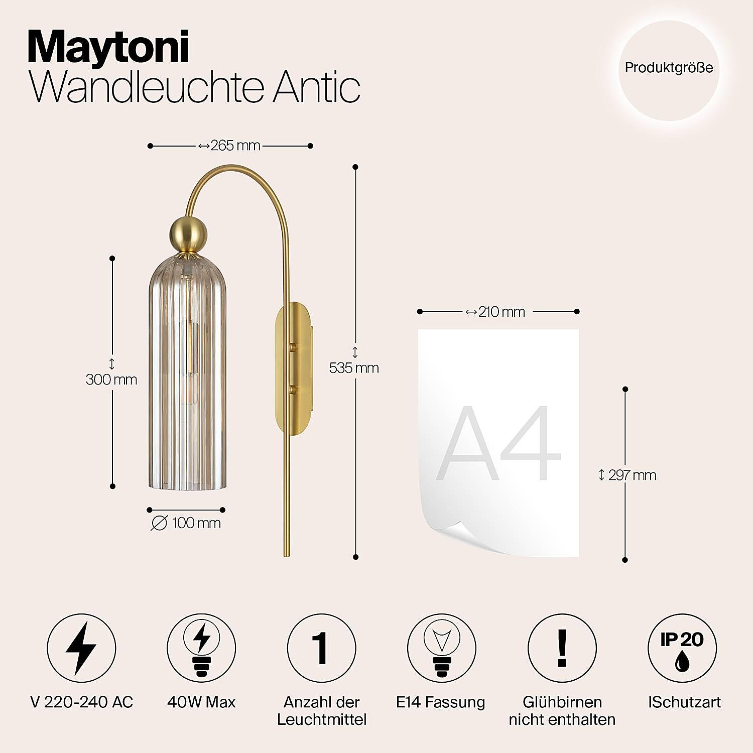 Antic Wandleuchte Farbglas Metall 1-flammig 3