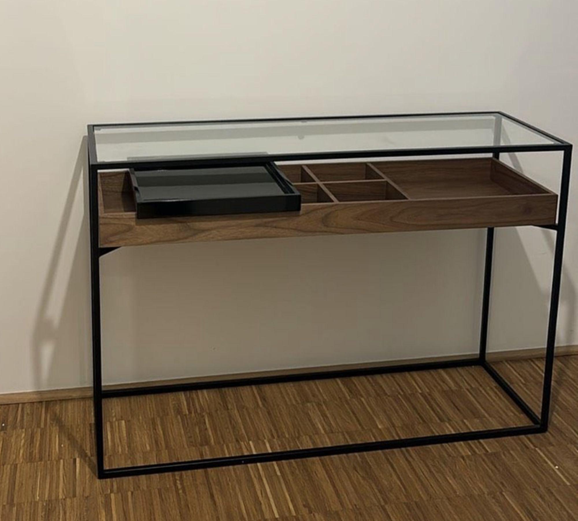 Console Helix Wood with glass top Brown 1