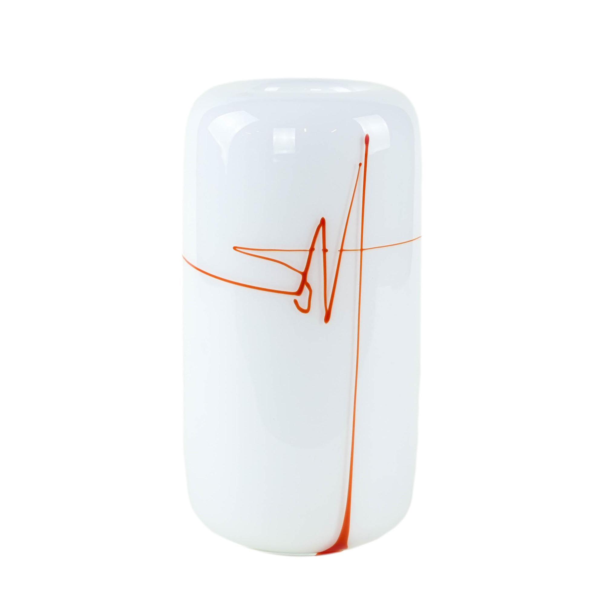 Vase Matte Glass White Red 1970s 0