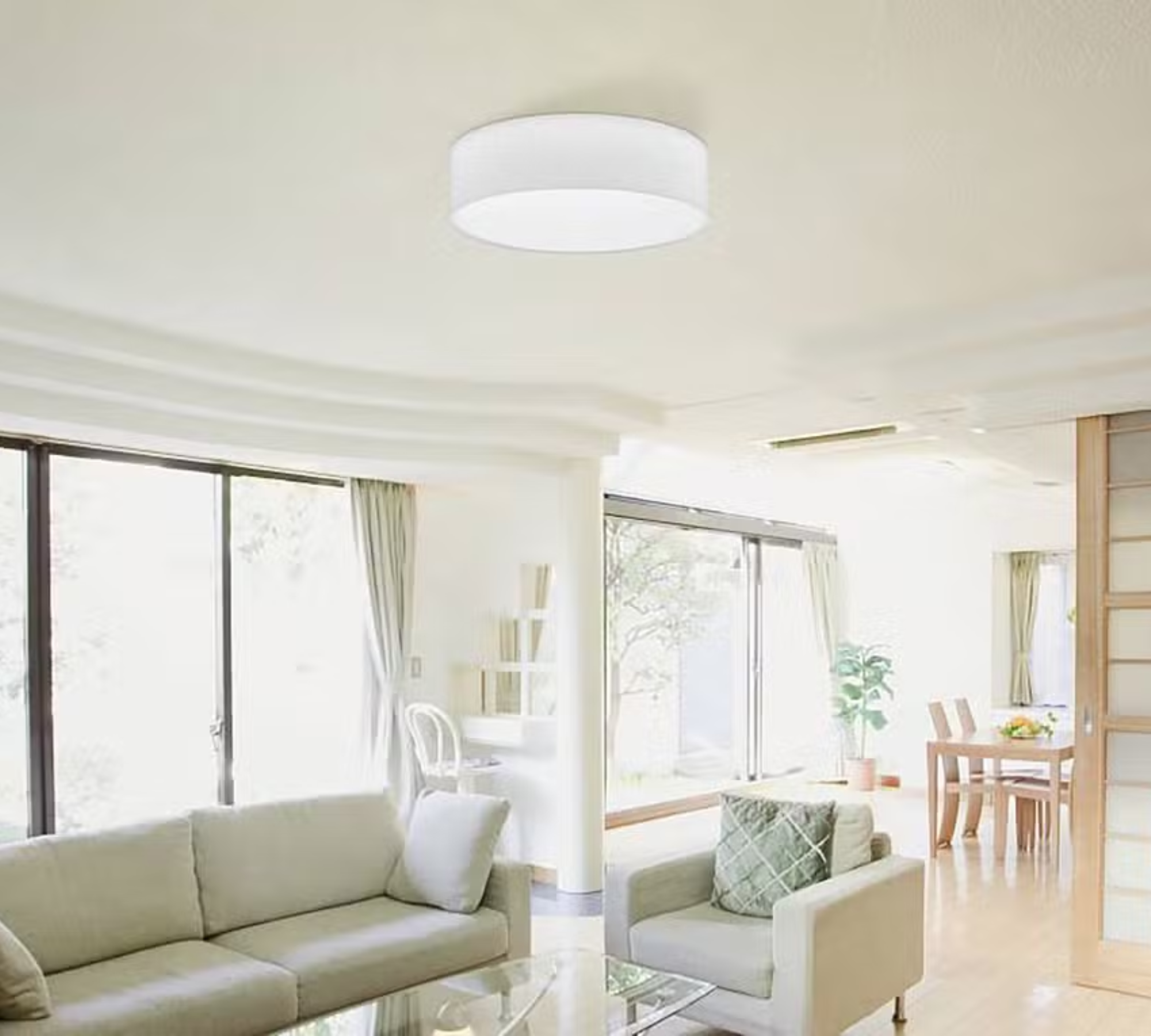 Pasteri Ceiling Light Steel Mixed Fabric White 0