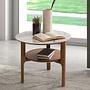 Runder Beistelltisch Marmor Nussbaum 2
