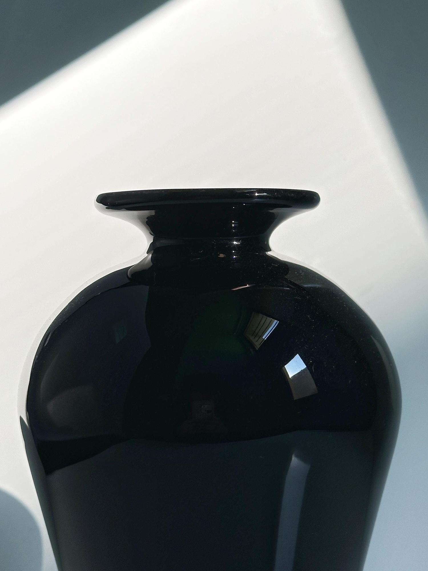 Vintage Vase Muranoglas Schwarz 1950er Jahre 3