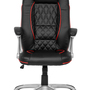 Executive chair faux leather black red 1