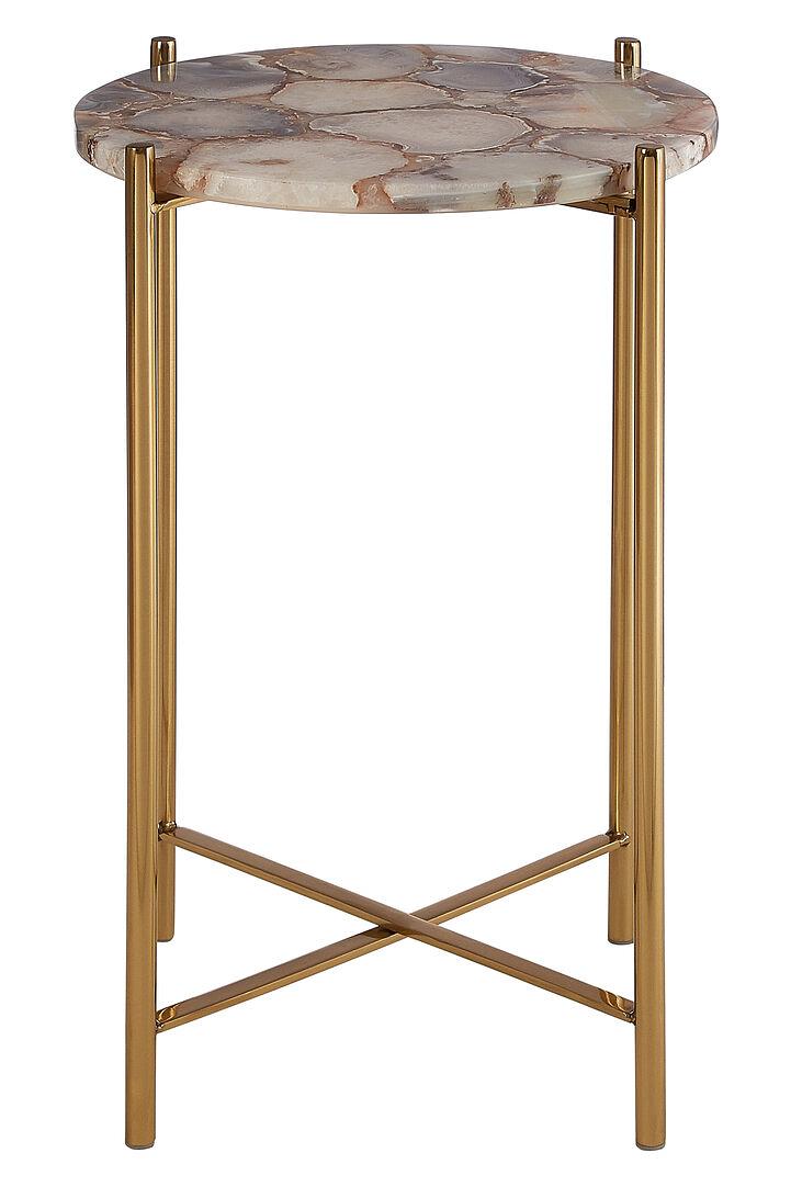 Vita Side Table Steel Stone Natural Agate 1