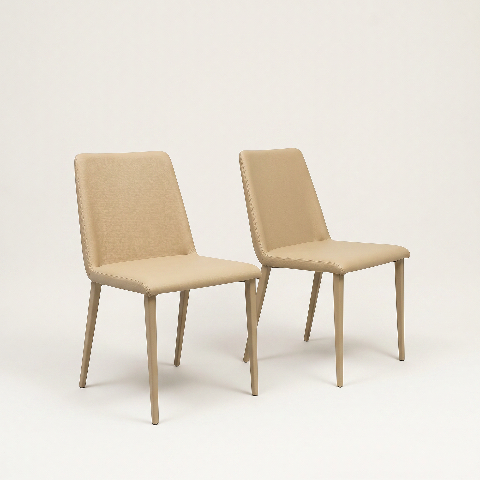 2x Desiree Chair Metal Faux Leather Beige 3