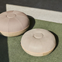 Pouf Large Wolle Leinen Beige 2