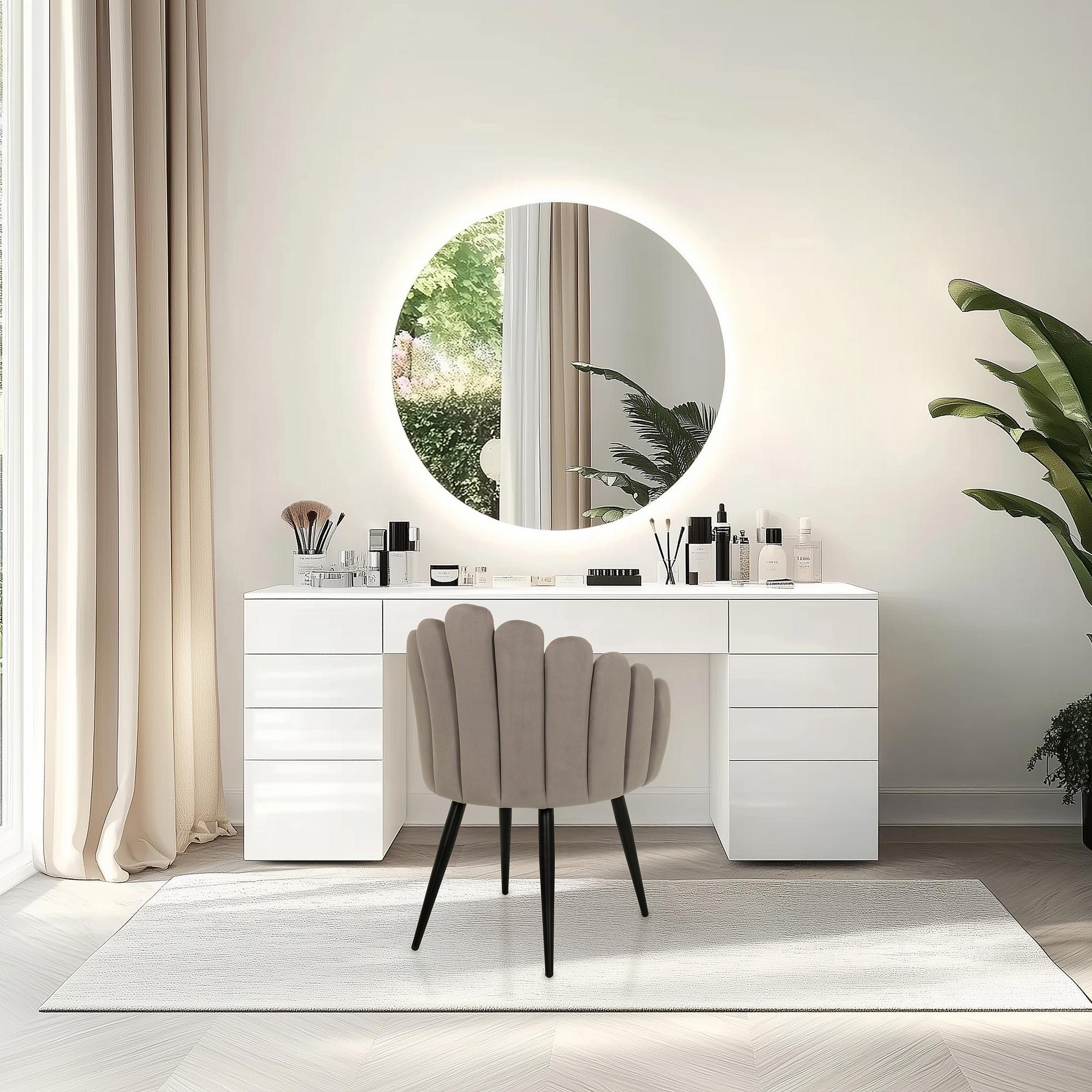 SCALLORE Dining chair in shell shape velvet grey 2