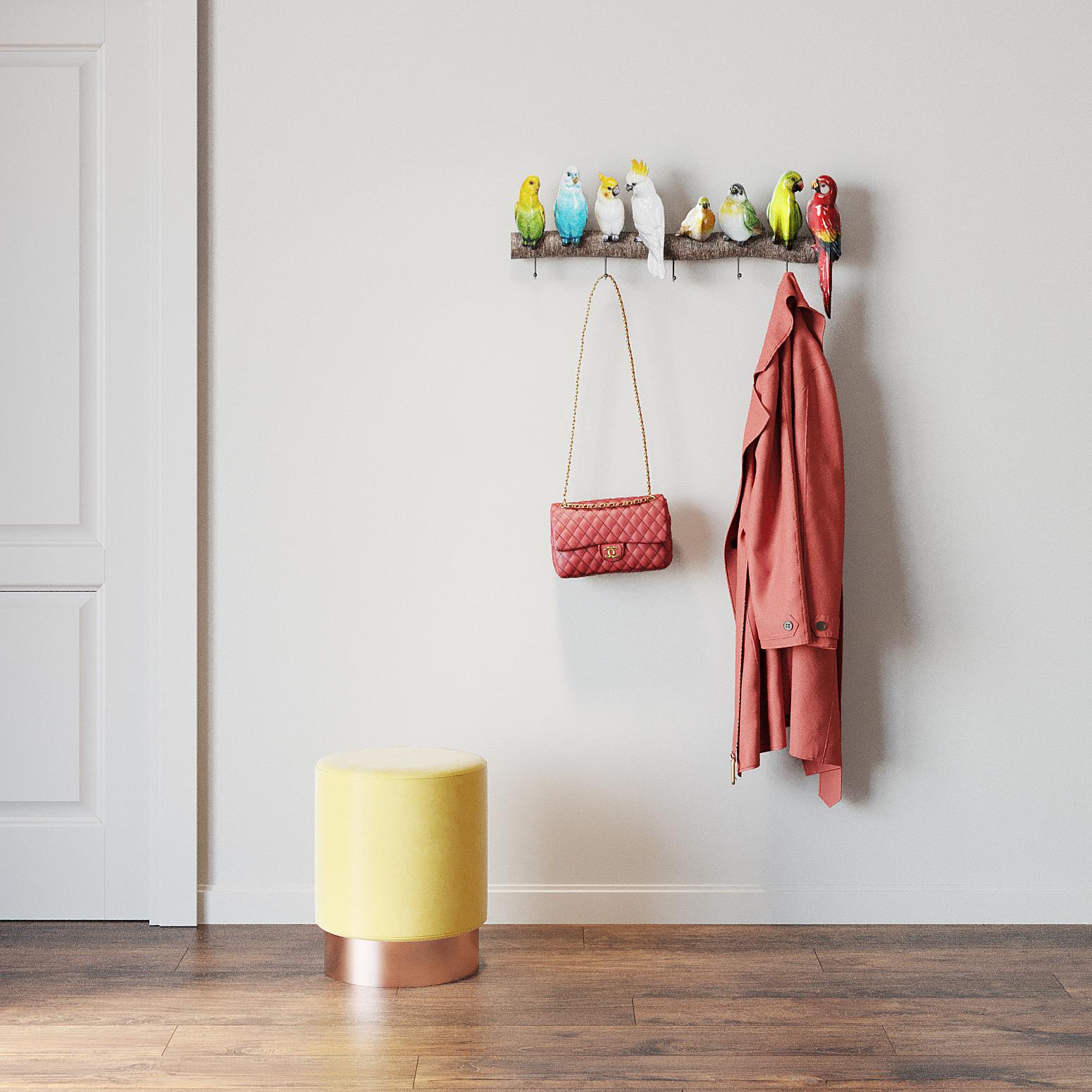 Coat Rack Exotic Birds Multicolored 2