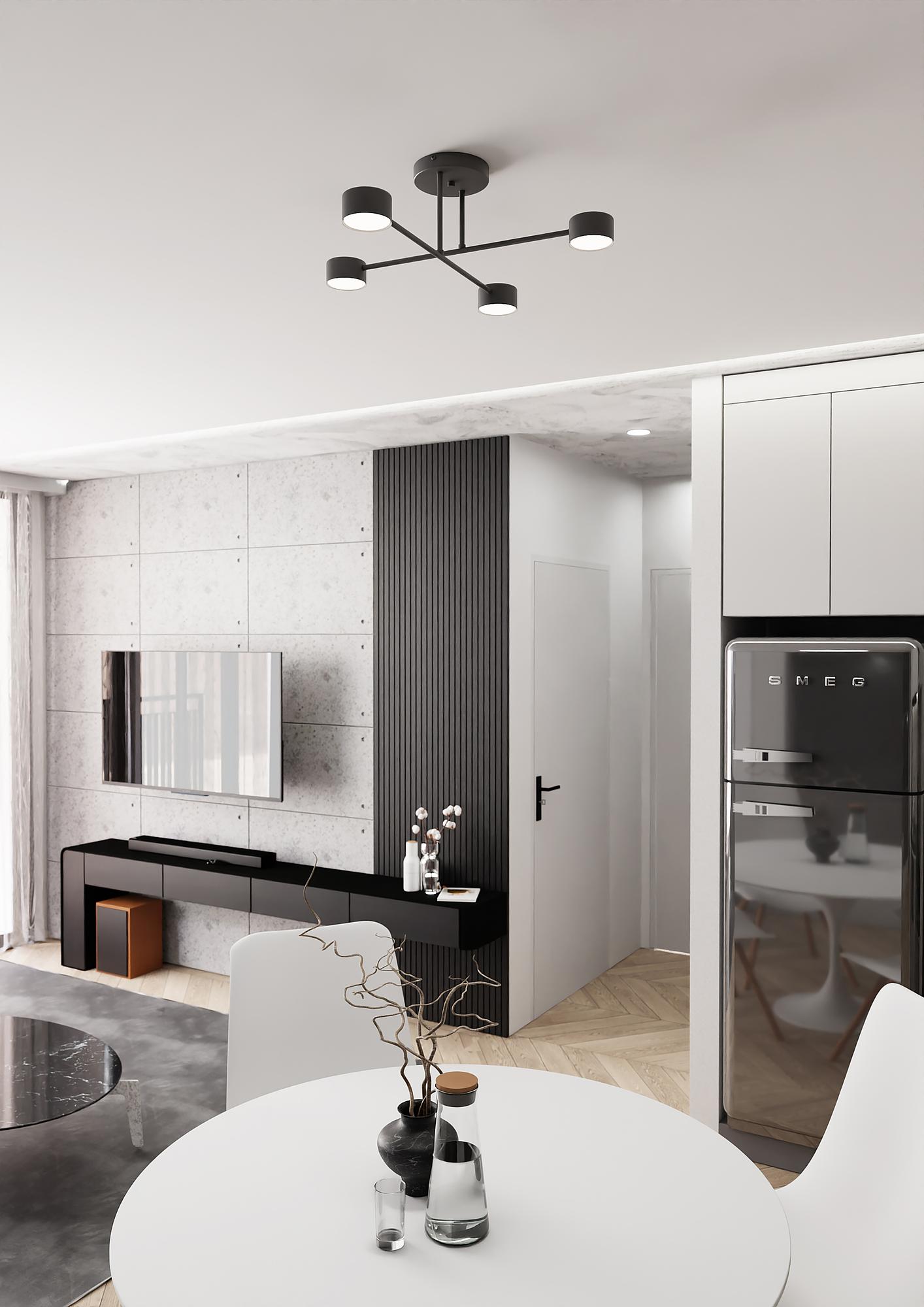 Halo Deckenleuchte 4-flammig Stahl Schwarz  2