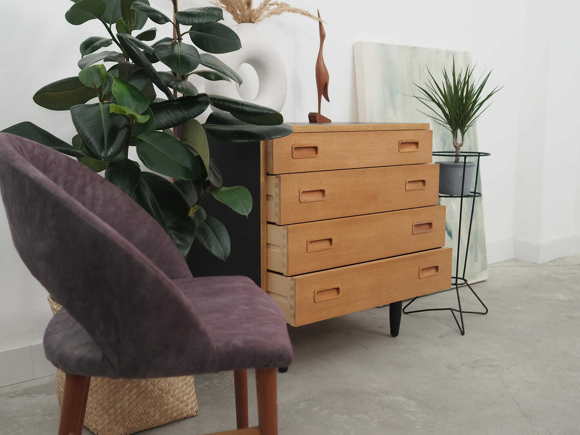 Vintage chest of drawers wood beige 1970s 4