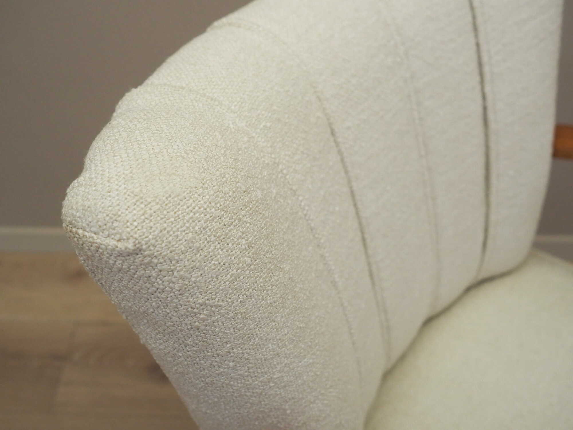 Vintage armchair oak wood textile cream 1950s 9