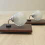 2x Wandlampe Glas Holz Braun 1970er Jahre  6