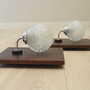 2x Wall lamp glass wood brown 1970s  6