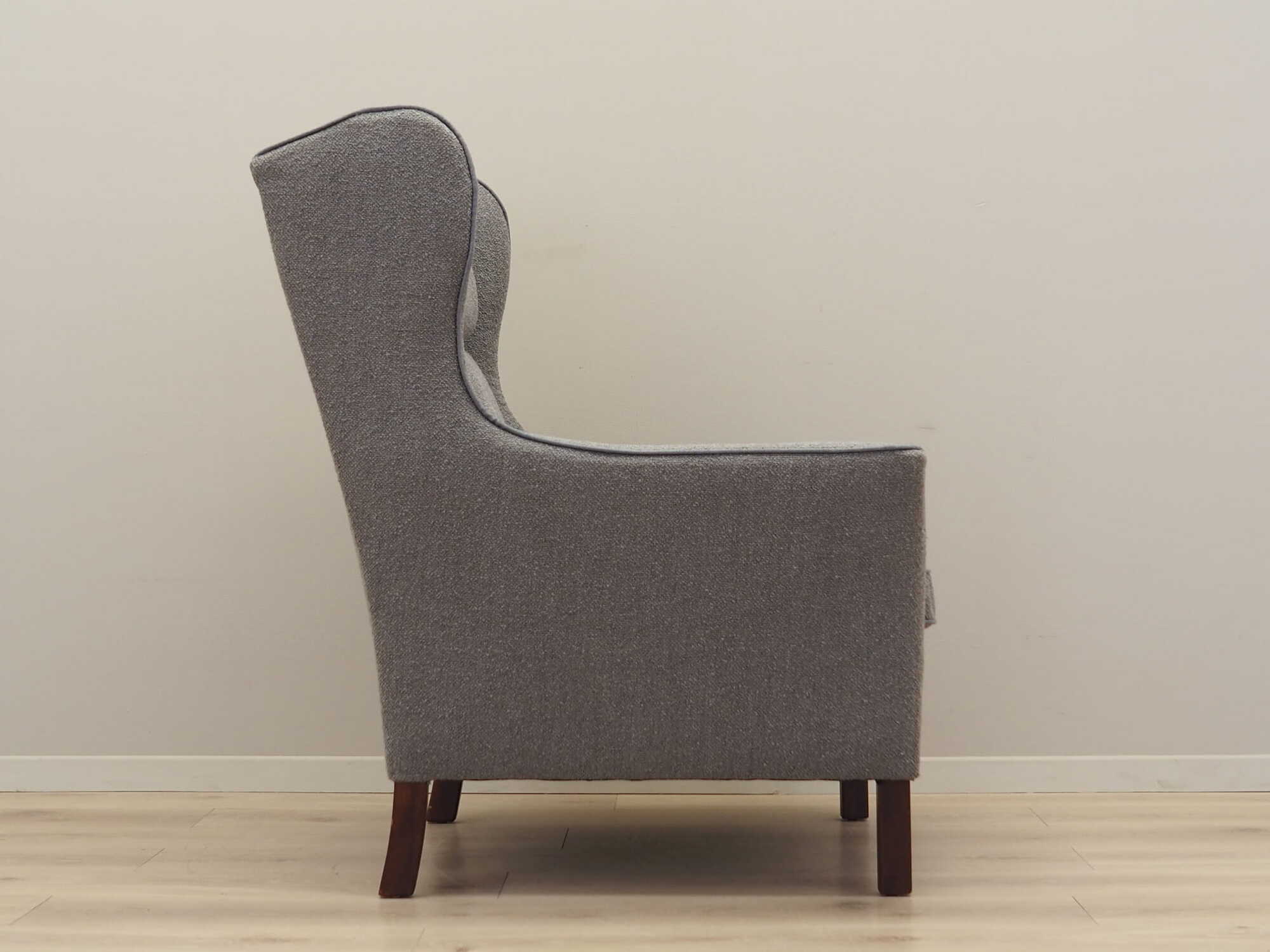 Vintage armchair beech wood textile grey 1970s 6