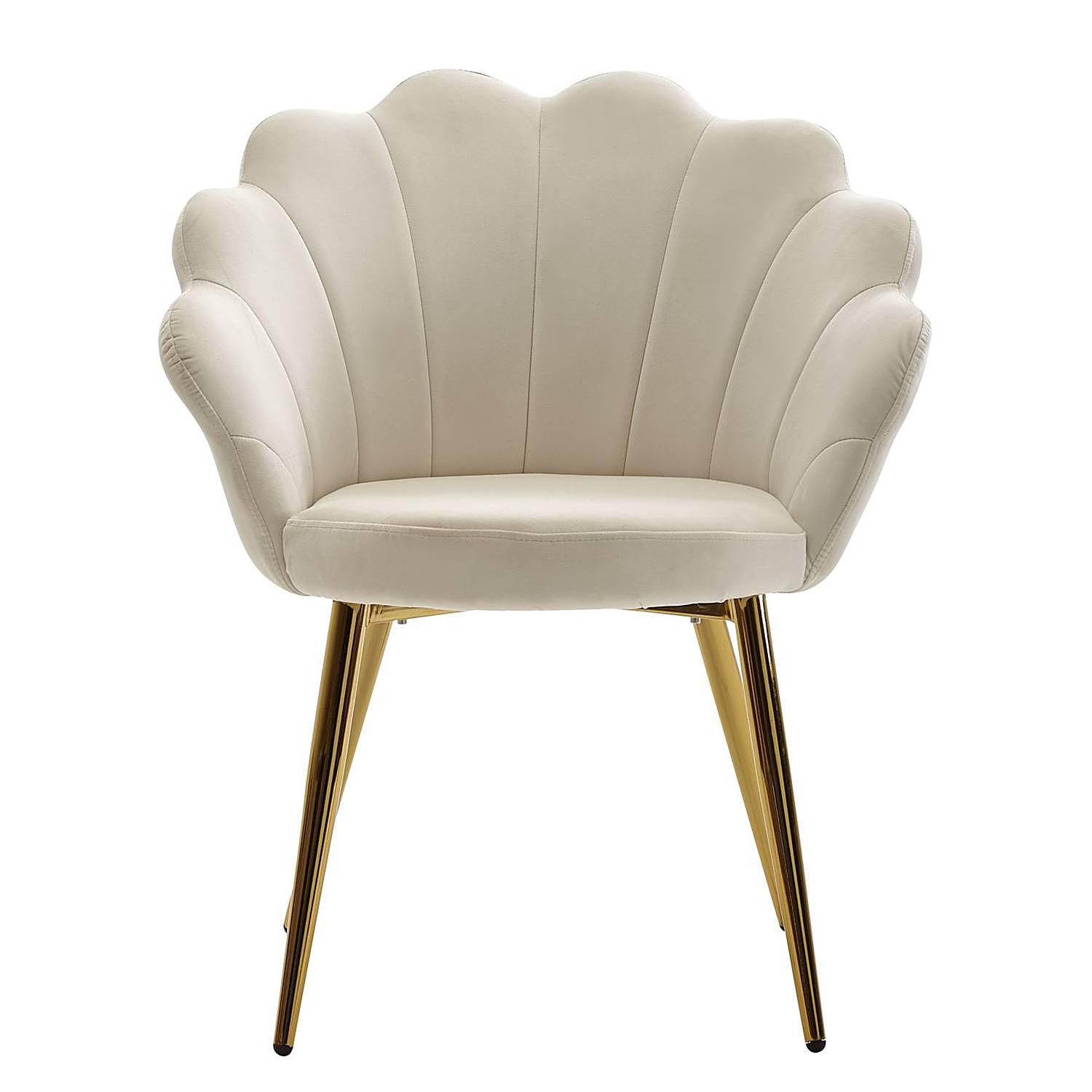 Esszimmerstuhl Pesawa Samt Eisen Wollweiß 1