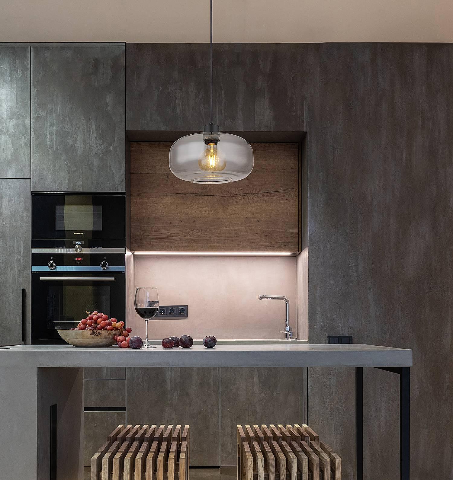 Pendelleuchte Giuseppe Farbglas Eisen Grau 2