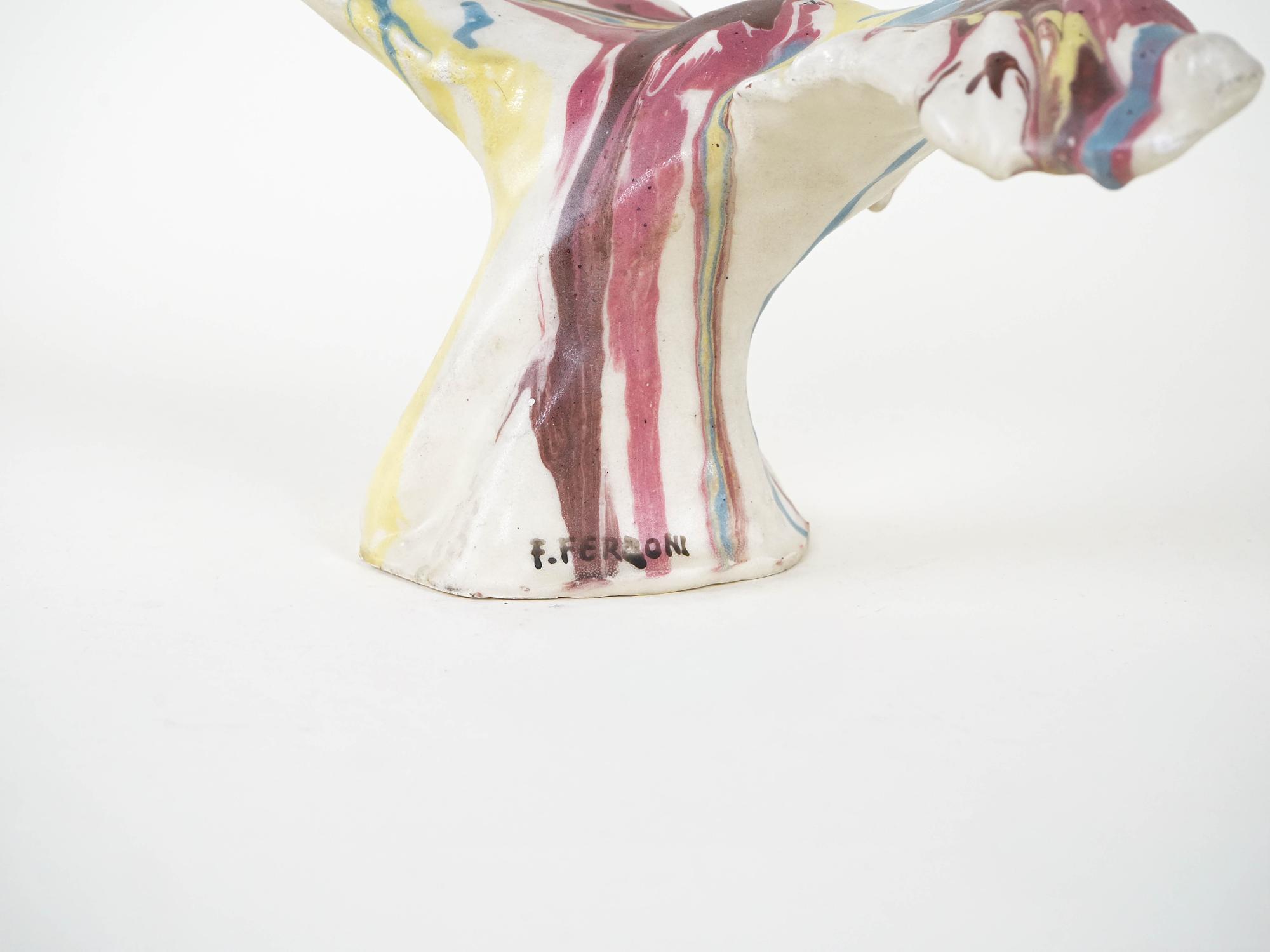 Ceramic bird sculpture Multicolored 1970s 5