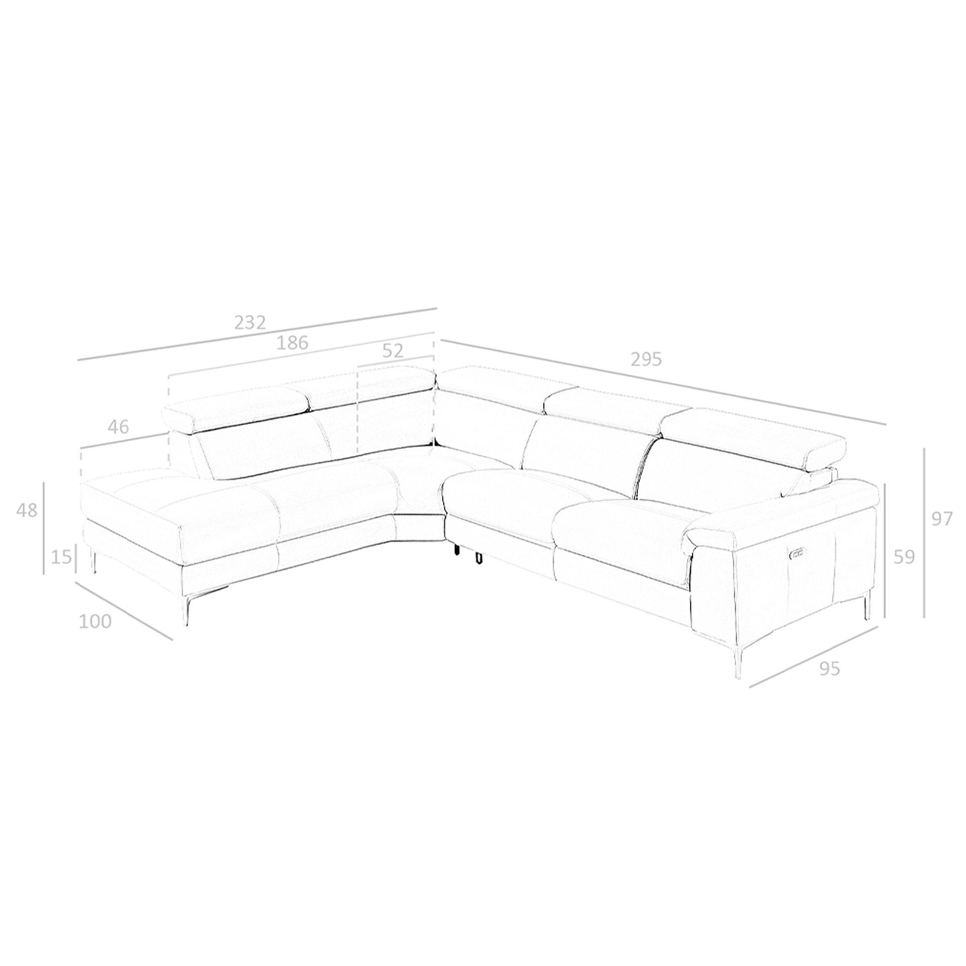 Sofa Recamiere Left 6112 with Relax System Grey Leather 8