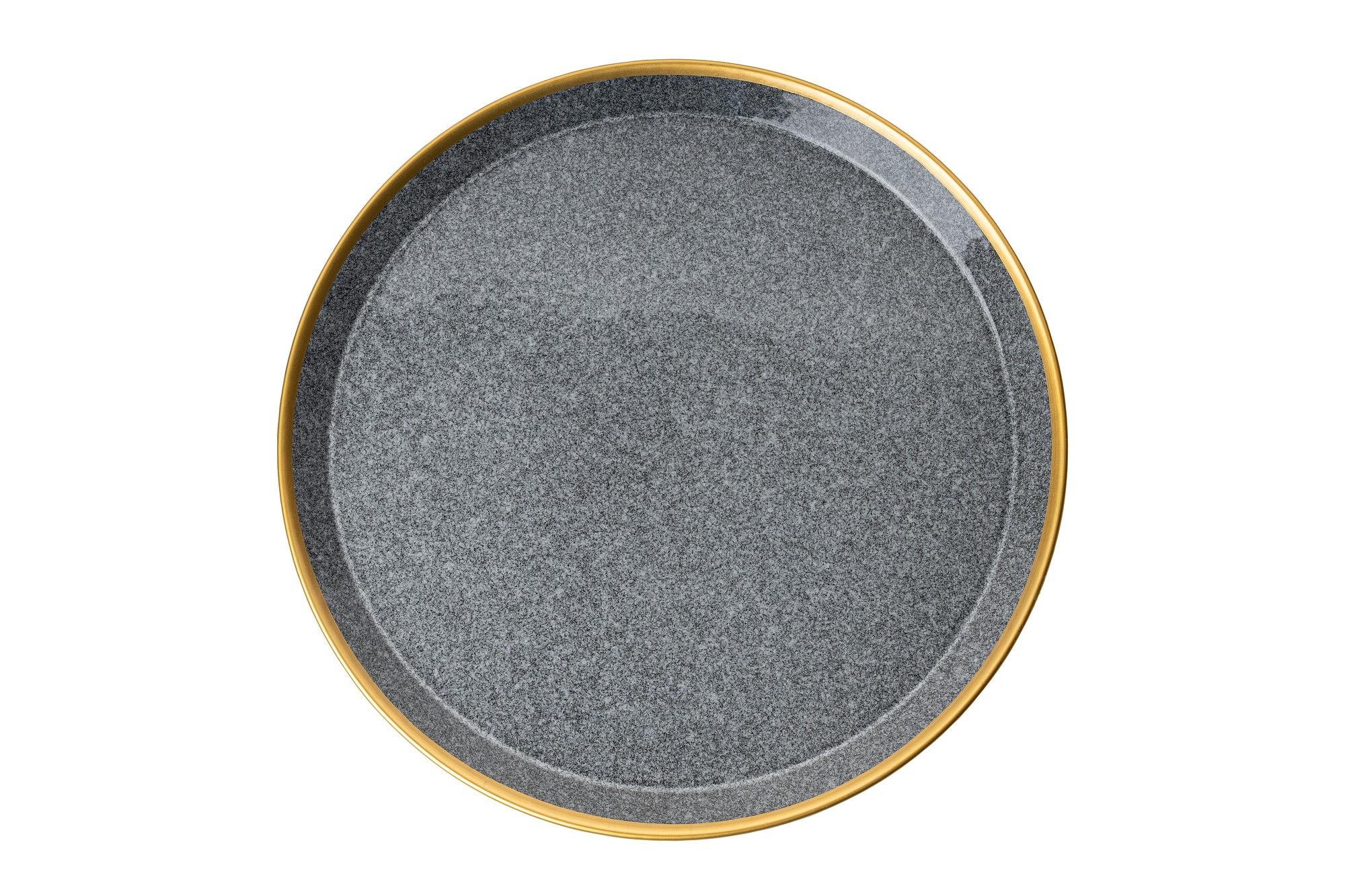 Geschirrset 16-tlg. Porzellan Schwarz Gold 4 Personen 2